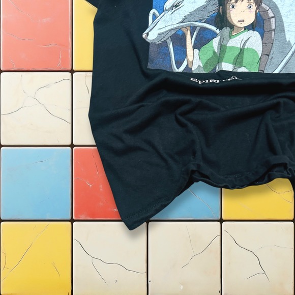 Vintage Y2K Spirited Away Studio Ghibli Anime Tee Bioworld Black Japan Shirt‎ M - Picture 10 of 12